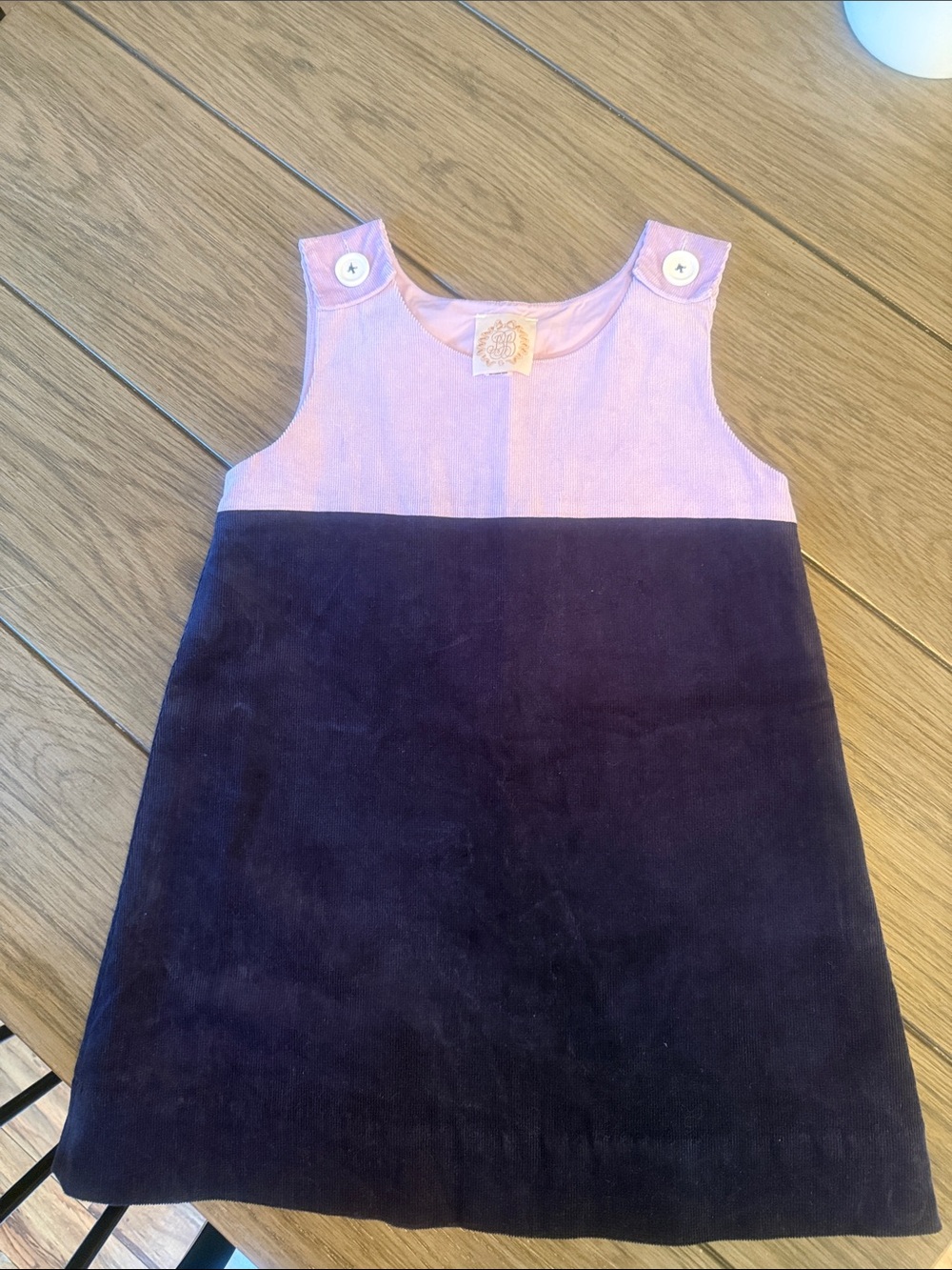 The Beaufort Bonnet Company Lavender and Navy Corduroy Pinafore